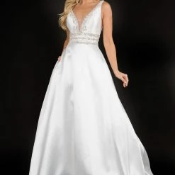 In Stock Nina Canacci 2290 Sz 18 Plunging Neckline Prom Dress Wedding Gown