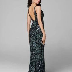In Stock Primavera Couture 3612 Size 4, 16 Long Fitted Sequin Formal Prom Dress Pageant Gown Backless Backless Dresses
