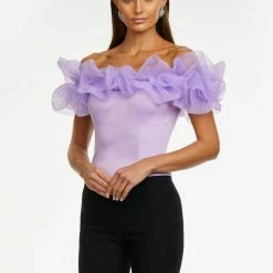 Ashleylauren Ashley Lauren 9002 Off The Shoulder Ruffle Top