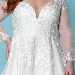 Ballgown Dresses Sydney's Closet SC5267 A Line Wedding Dress Lace Long Sheer Sleeves SC 5267 Shirley