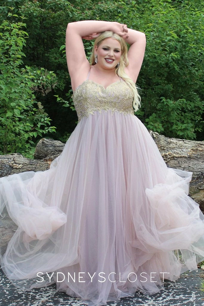 Sydney's Closet SC7309 Plus Sized Prom Dress Evening Gown A Line Tulle Skirt SC 7309 7 Sydney's Closet SC7309 Plus Sized Prom Dress Evening Gown A Line Tulle Skirt SC 7309
