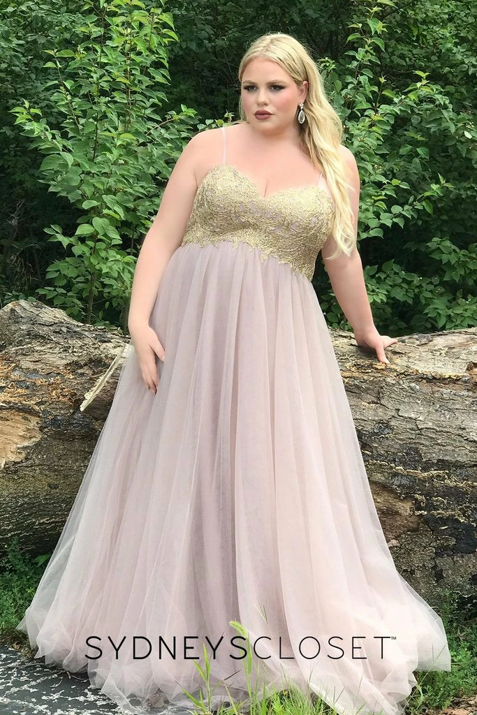Sydney's Closet SC7309 Plus Sized Prom Dress Evening Gown A Line Tulle Skirt SC 7309 5 Sydney's Closet SC7309 Plus Sized Prom Dress Evening Gown A Line Tulle Skirt SC 7309