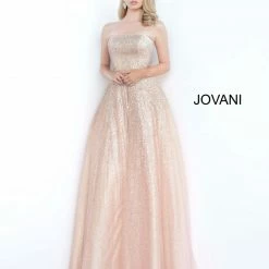 JVN By Jovani Ballgown Dresses Jovani JVN02875 Glitter Ombre Strapless A Line Ballgown Prom Dress Formal Pageant