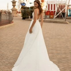 White One Bridal SELENA Pronovias Wedding Dress Sheer Lace Illusion Gown