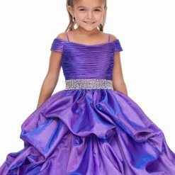 Ashley Lauren Kids Ashley Lauren 8035 Kids Off The Shoulder Pageant Dress Ball Gown With Pickups Girls Preteens