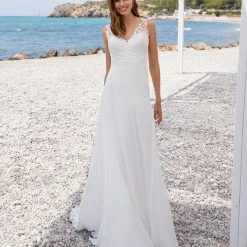 White One Bridal SHAWN Pronovias Wedding Dress Lace Back A Line Gown