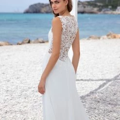 White One Bridal SHAWN Pronovias Wedding Dress Lace Back A Line Gown