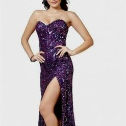 In Stock Primavera Couture 9513 Long Fitted Sequin Prom Dress Slit Plus Size Gown Pageant Size 16