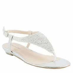 Formal Shoes Your Party Shoes Summer Crystal Embellished Metallic Flat Thong Sandals Prom