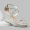 Your Party Shoes Paige Glitter Wedge Crystal Embellished Prom High Heel Strap