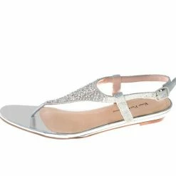 Formal Shoes Your Party Shoes Summer Crystal Embellished Metallic Flat Thong Sandals Prom