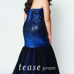 In Stock Tease Prom TE1901 Royal/Black Size 24 Prom Dress Pageant Gown Plus Sized