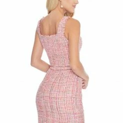 Ashleylauren Ashley Lauren 4323 Square Neckline Tweed Cocktail Dress Interview Dress Homecoming