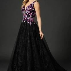 In Stock Ballgown Dresses Nina Canacci 3184 Size 6 Long Ballgown Prom Pageant Gown Floral Shimmer Formal Dress
