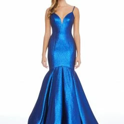 In Stock Ashley Lauren 1860 Royal Blue Size 10 Metallic Mermaid Prom Dress Pageant Gown Mermaid Dresses