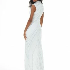 Ashleylauren Ashley Lauren 1624 High Neckline Beaded Fitted Prom Dress Sequins Evening Gown Sequin Dresses