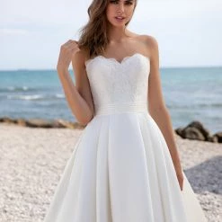 White One Bridal TANA Pronovias Wedding Dress Pleated Ballgown Lace Bodice Ballgown Dresses