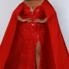 Sequin Dresses Johnathan Kayne For Sydney's Closet JK2211 Prom Dress Pageant Gown With Cape JK 2211