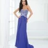 In Stock Tony Bowls 11407 Crystal Bodice Pageant Dress Sweetheart Chiffon Gown Blue CLEARANCE
