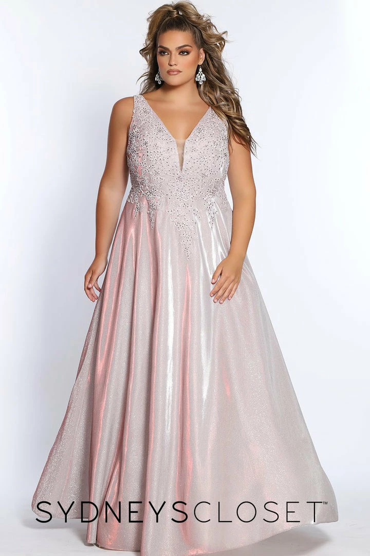 In Stock Sydney's Closet SC7311 Size 18 V Neckline A Line Prom Dress Pageant Gown Shimmer SC 7311 6 In Stock Sydney's Closet SC7311 Size 18 V Neckline A Line Prom Dress Pageant Gown Shimmer SC 7311