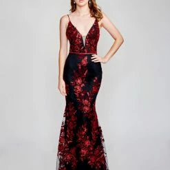 In Stock Nina Canacci 2240 Royal Mermaid Prom Dress Pageant Gown Floral Lace Dress Size 10