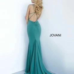 Jovani 00512 V Neckline Fitted Mermaid Prom Dress Open Back Evening Gown Pageant Dress
