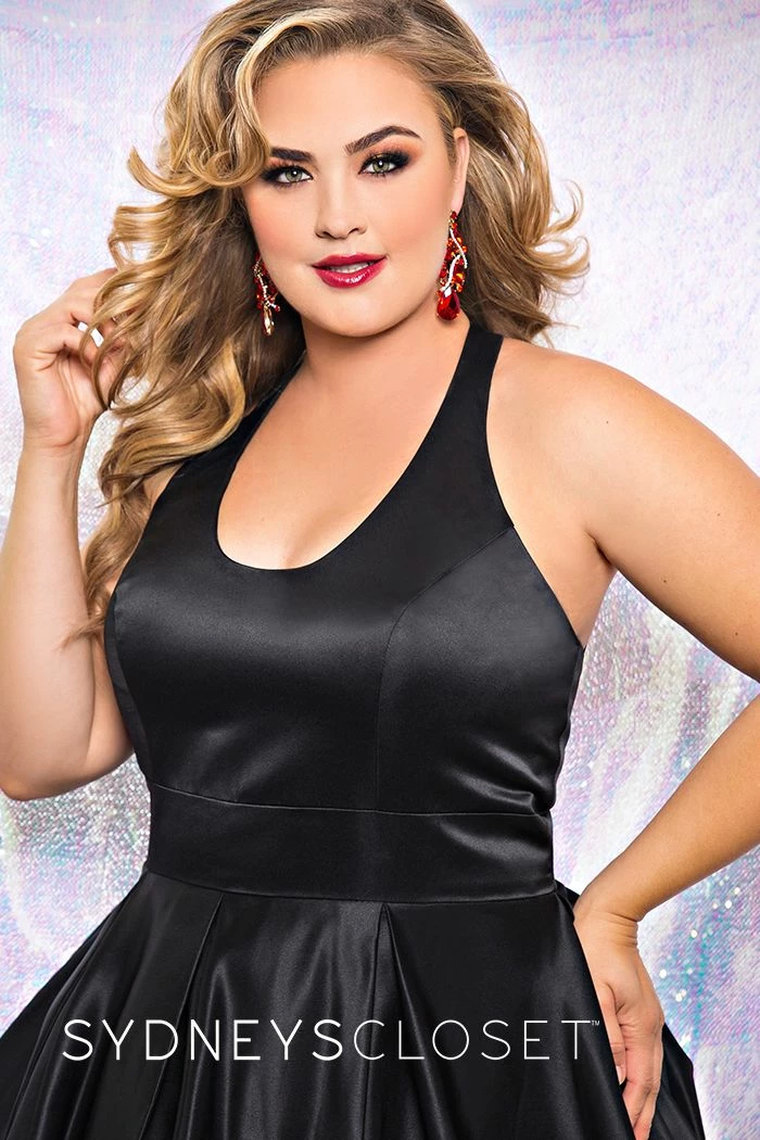 Discontinued Sydneys Closet SC 7293 Scoop Neckline Open Back A Line Prom Dress Satin Long Formal Long Sleeve Dresses 14 Discontinued Sydneys Closet SC 7293 Scoop Neckline Open Back A Line Prom Dress Satin Long Formal Long Sleeve Dresses