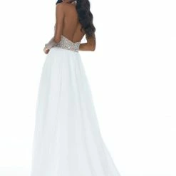 Ashleylauren Ashley Lauren 1989 V-Neck Beaded Bustier Prom Dress Flowy Chiffon Skirt With Side Slit 7 Ashleylauren Ashley Lauren 1989 V-Neck Beaded Bustier Prom Dress Flowy Chiffon Skirt With Side Slit