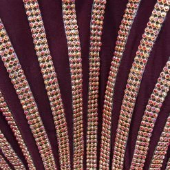 In Stock CLEARANCE Milano Formals E 1971 Sz 4 Burgundy High Neckline Heavy Embellishments Prom Dress Evening Gown