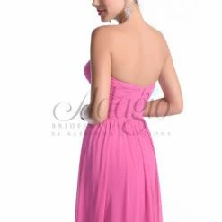 In Stock Adagio BM140 Size 8 Fuchsia Long Strapless Dress Bridesmaid Prom Dress