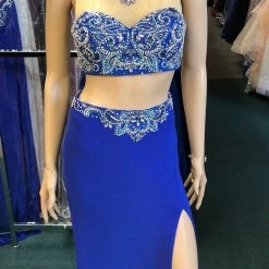 In Stock Envious Couture 16089 Two Piece Formal Pageant Dress Sheer Neckline Slit CLEARANCE