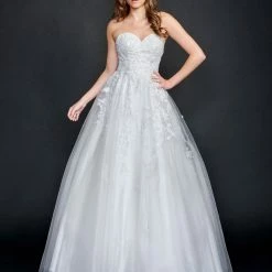 Nina Canacci 9137 Lace Ballgown Prom Dress Wedding Gown Strapless Sweetheart Neckline Ballgown Dresses