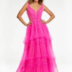 Ashleylauren Ashley Lauren 11142 Tiered Ruffle Ball Gown Prom Dress