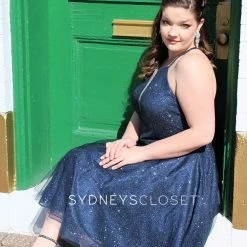 Sydneys Closet 8106 Short Homecoming Cocktail Dress Shimmer Crew Neckline