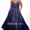 In Stock Tease Prom 2020 Size 18 Purple Shimmer A Line Prom Dress Plus Sized Shimmer