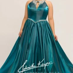 Johnathan Kayne For Sydneys Closet JK 2009 Iridescent Prom Dress Jewel High Neckline