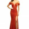 In Stock Johnathan Kayne 9227 Size 12 Long Velvet Pageant Dress Off The Shoulder Slit Train