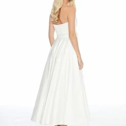 Ashleylauren Ashley Lauren 1775 Tea Length Satin A Line Prom Dress With Bow Evening Gown