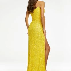 Ashleylauren Ashley Lauren 11143 Strapless Sequin Fitted V Neck Slit Pageant Gown Formal Peak Points Sequin Dresses 29 Ashleylauren Ashley Lauren 11143 Strapless Sequin Fitted V Neck Slit Pageant Gown Formal Peak Points Sequin Dresses