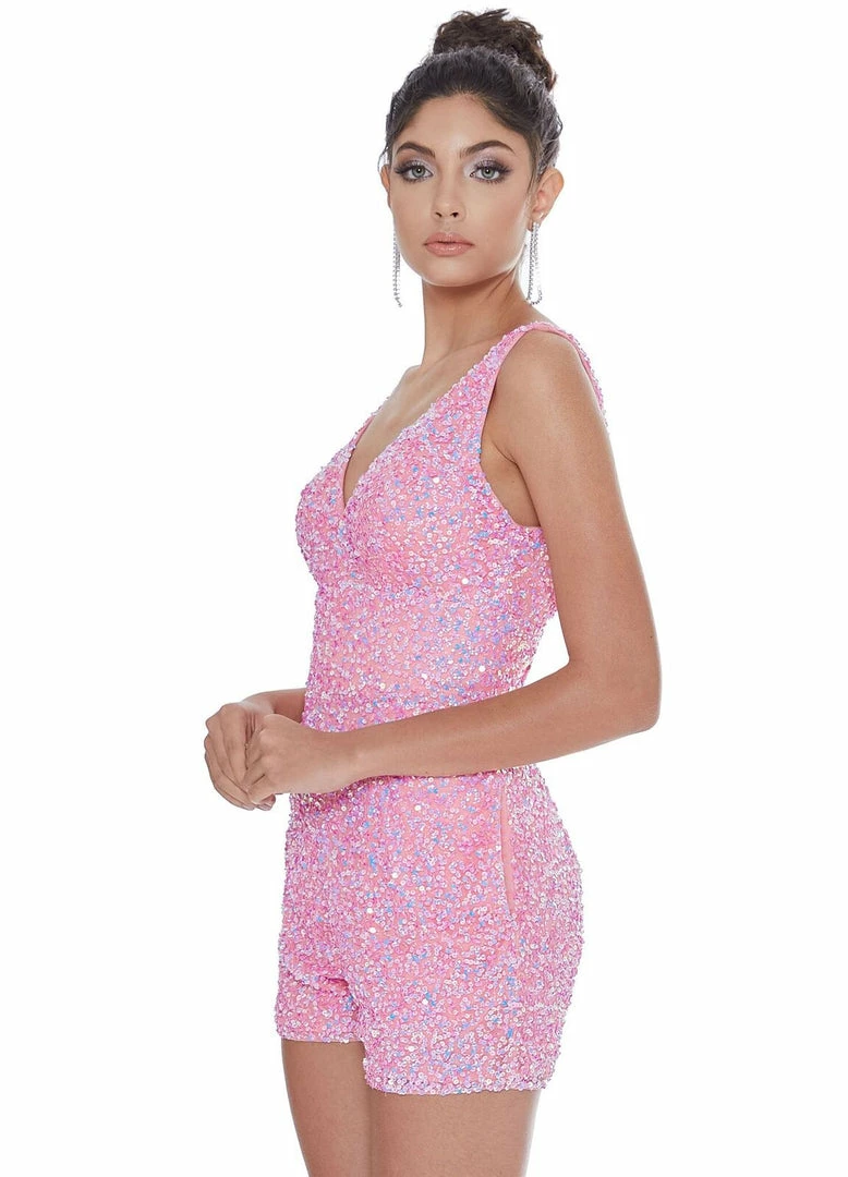 Ashleylauren Ashley Lauren 4286 V Neckline Sequin Romper Pockets Short Prom Pageant Sequin Dresses 8 Ashleylauren Ashley Lauren 4286 V Neckline Sequin Romper Pockets Short Prom Pageant Sequin Dresses