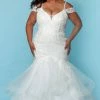 Mermaid Dresses Sydney's Closet SC5268 LaToya Wedding Dress Plus Sized Mermaid Off The Shoulder Straps SC 5268
