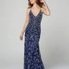 In Stock Primavera Couture 3414 Size 8 Midnight Blue Long Sequin Prom Dress Embellished