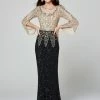 Sequin Dresses Primavera Couture 3378 Scoop Sheer Neckline Beaded Long Evening Gown