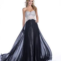 In Stock CLEARANCE Envious Couture 16137 Size 4 Black Embellished Bodice Flowy Prom Dress Evening Gown