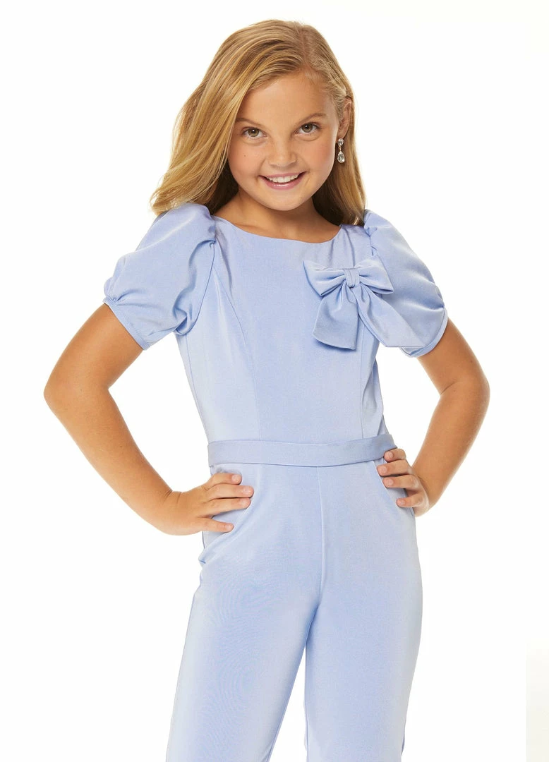 Ashley Lauren Kids Ashley Lauren 8064 Kids Crepe Jumpsuit With Puff Sleeves And Bow Jumpsuits & Rompers 6 Ashley Lauren Kids Ashley Lauren 8064 Kids Crepe Jumpsuit With Puff Sleeves And Bow Jumpsuits & Rompers