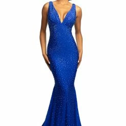 In Stock Mermaid Dresses Johnathan Kayne 9213 Royal Embellished Long Fitted Prom Dress Evening Gown Sizes 0, 2