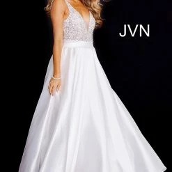 In Stock Jovani JVN 55754 Size 6 Beaded A Line Ballgown Prom Dress Royal V Neck