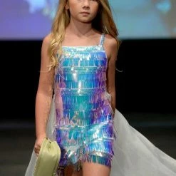 Marc Defang 5010 Short Girls Sequin Romper Fun Fashion Overskirt Pageant Kids