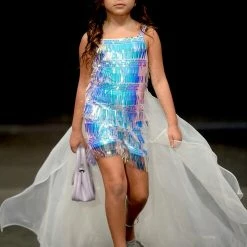 Marc Defang 5010 Short Girls Sequin Romper Fun Fashion Overskirt Pageant Kids