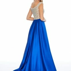 Ashleylauren Ashley Lauren 1792 Off The Shoulder Beaded Satin Pageant Gown